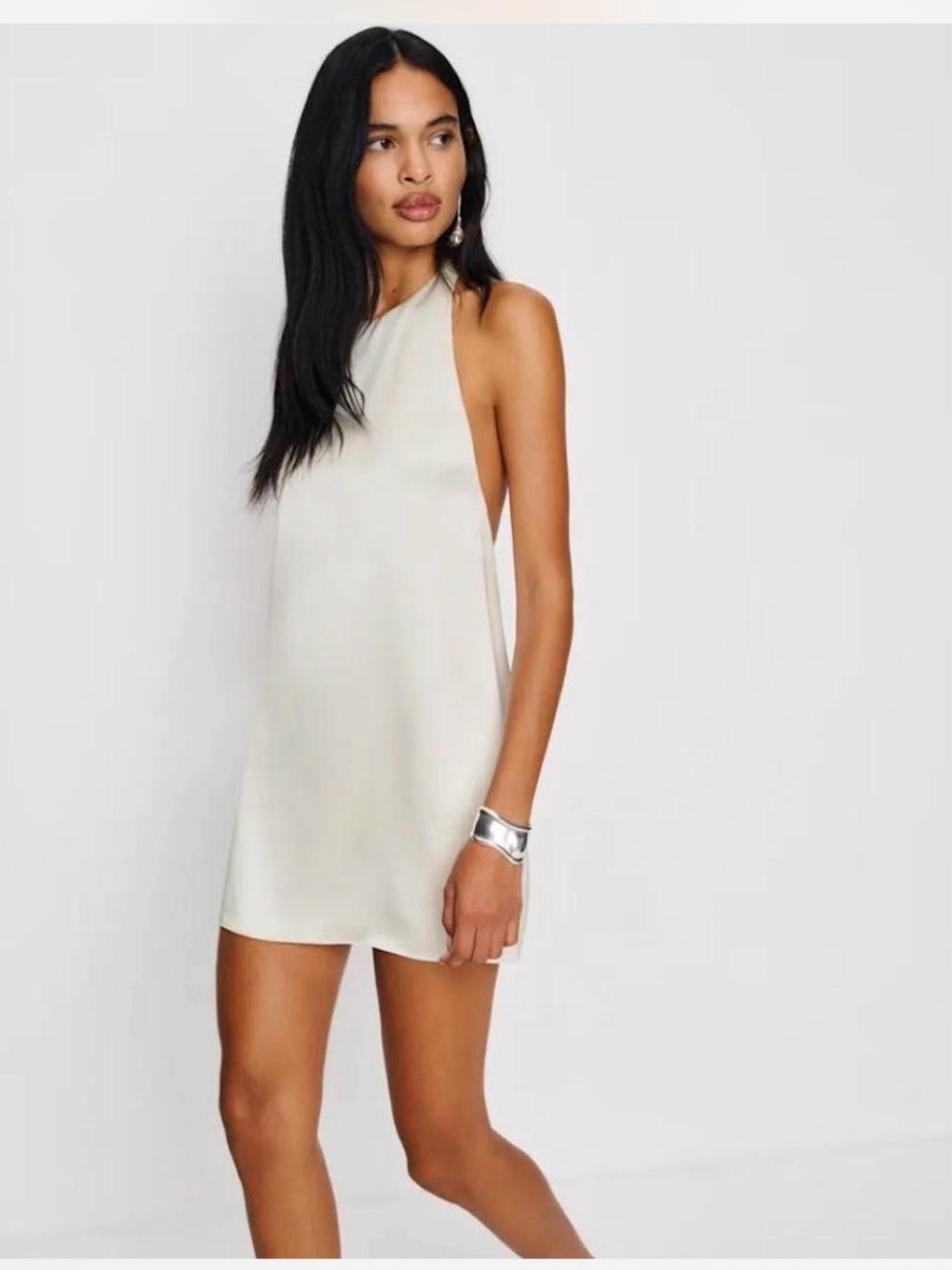 Reformation Cream Halter Mini Dress